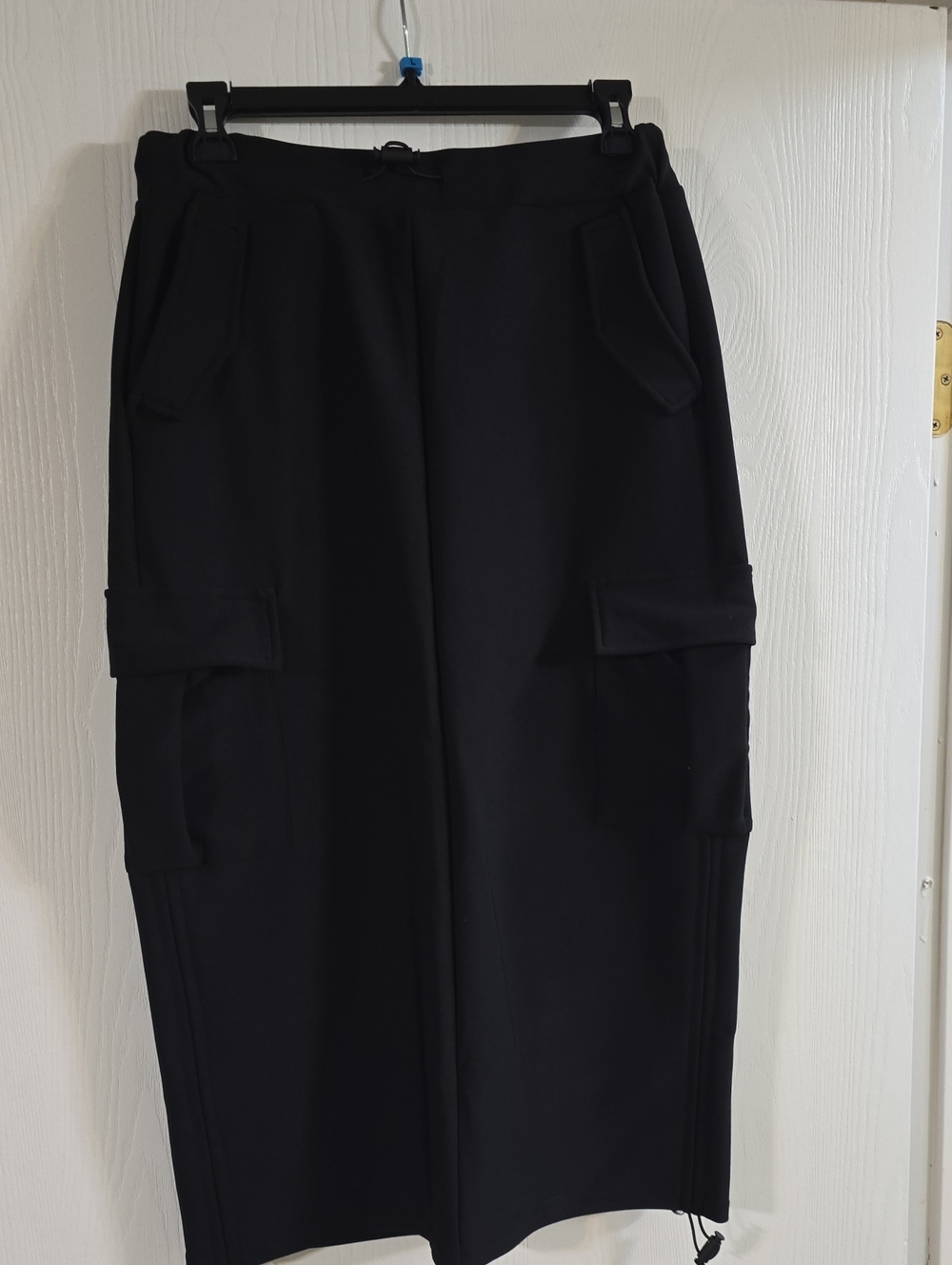Black Cargo Track Skirt with Utility Pockets